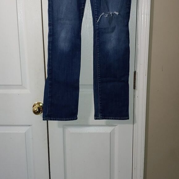 Gap 1969 Real Straight distressed dark rinse jeans Sz 4 - Picture 2 of 9